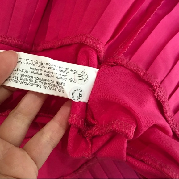 NWT Zara Top Tee Shirt Pleated short sleeve basic pink Fuchsia size small - Picture 6 of 6